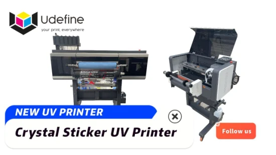 Udefine 24 pouces UV Dtf autocollant UV Dtf imprimante rouleau trois I3200 U1 tout en un utilisé pour bouteille métal cuir bois etc.